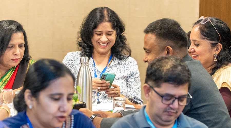Business professionals networking during a corporate event.