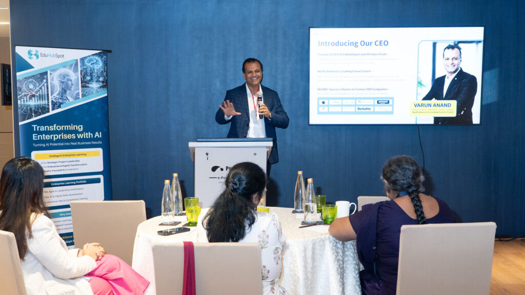 Speaker presenting during a MICE conference in Bangalore.